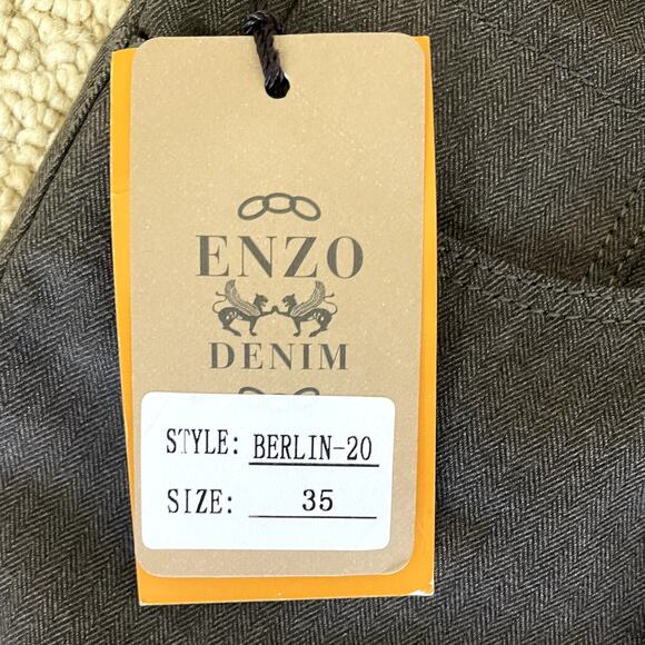 Enzo Tovare Berlin 20 Stretch Cotton Pant Straight Leg Sz 35 Casual Heritage NEW - Picture 10 of 15